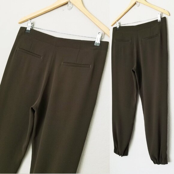 Vince Olive Green Pleated Front Crepe Jogger Pants Size 6 Ankle Crop Flowy $195 - Picture 14 of 14
